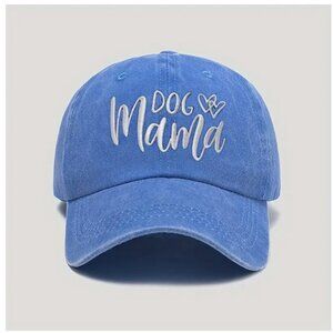 "Dog Mama" Embroidered Baseball Cap in Sky Blue
